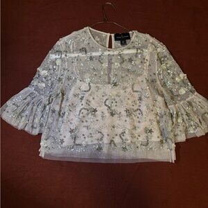 Needle & thread nude beaded top